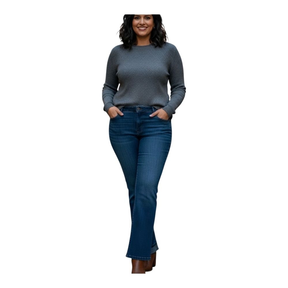 Faded Glory Stretch Flare Blue Jeans Plus Size 16 Dark Wash Denim Below Waist